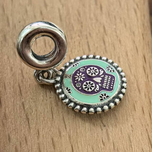 Pandora Skull Dia de Los Muertos Dangle Charm, S925 Silver Bracelets - Picture 3 of 4